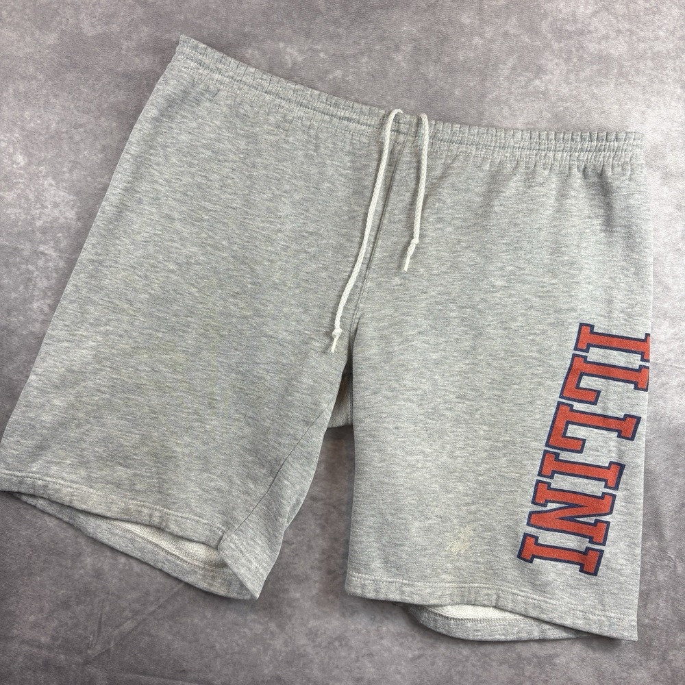 Vintage University of Illinois Fighting Illini Sweatshorts Mens L Gray